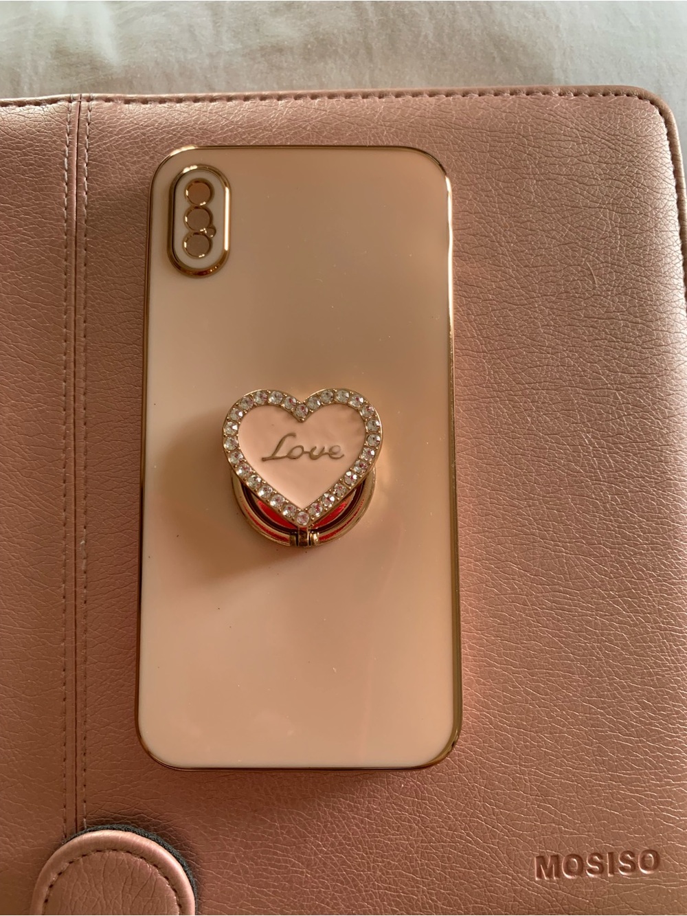 Rose Gold Phone Case with Heart Ring Grip